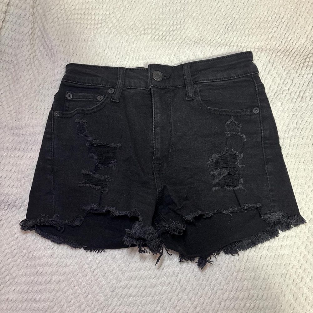 Aeropostale Black Distressed Denim Shorts